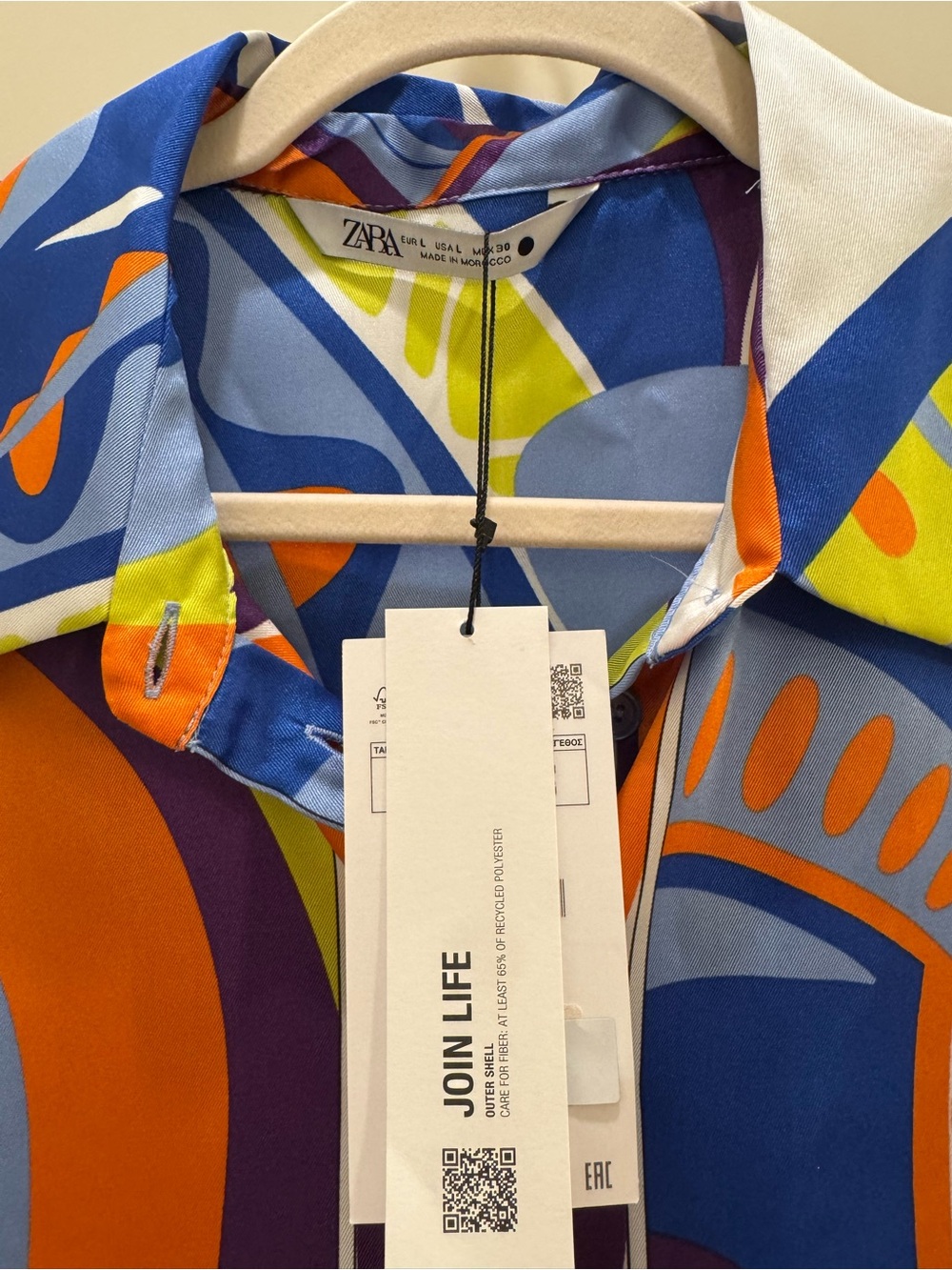 Zara Blue Orange Purple Abstract Button-Up Shirt - Picture 3 of 3